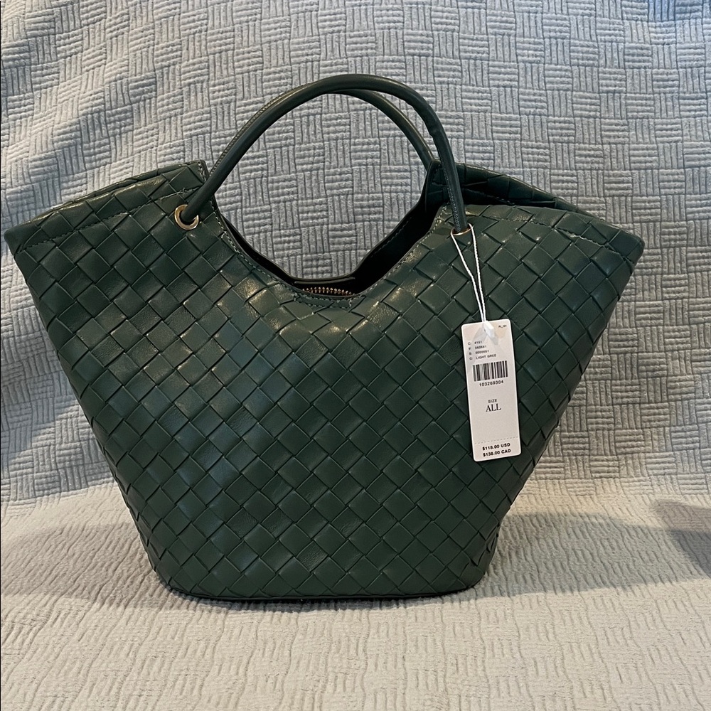 Elegant Anthropologie Green Woven Tote Bag - Melie Bianco